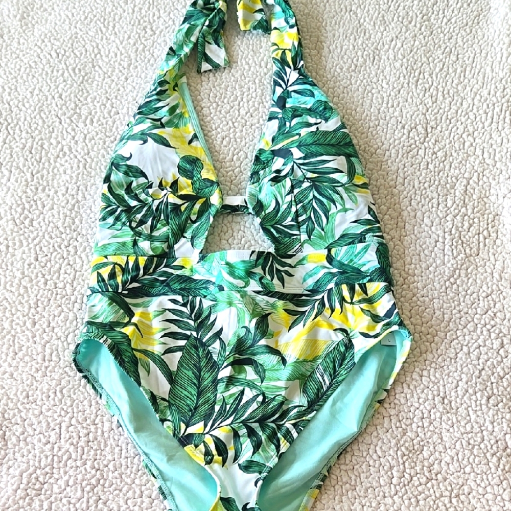 Adore Me Green and Yellow Tropical One Piece Swimsuit